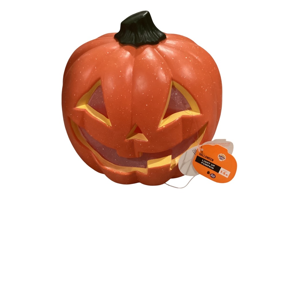 Halloween Light Up Pumpkin Jack-O-Lantern Orange Glitter Glow Decoration NEW